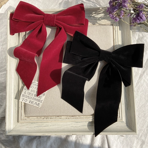 Große Samtschleife Haarspange Mit Lange Bandschleifen Vintage Französischer Stil Elegant Braut Hochzeit Damen Haarschmuck