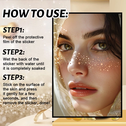 Metallic Freckle Tattoo Stickers Gold Rose Gold Silver Stamping Waterproof Glitter Face Decals For Party Makeup Women
