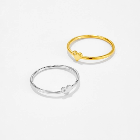 S925 Sterling Silver Ring Minimalist INS Style Stackable Band Cubic Zirconia Heart Wave Geometric Star Elegant Jewelry