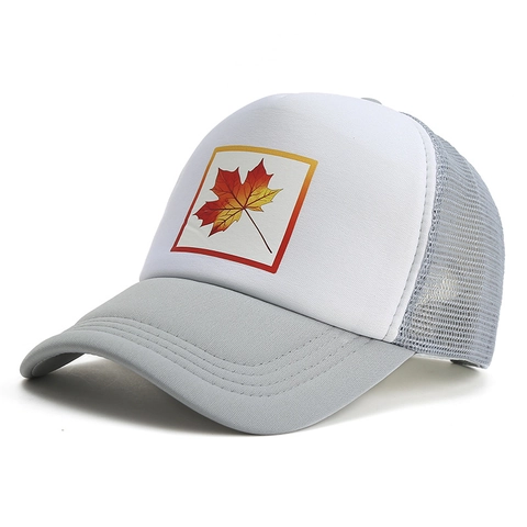 Unisex Mode Esdoornblad Print Trucker Pet Ademend Gaas Honkbalpet Voor Buitensporten Zonbescherming Hip Hop Verstelbare Pet