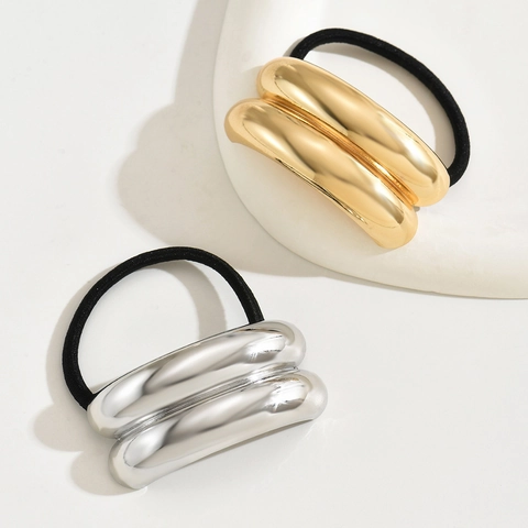 Supporto Per Coda Di Cavallo In Metallo Geometrico Corda Per Capelli Elastica Minimalista Curvo In Lega Di Zinco Per Donne