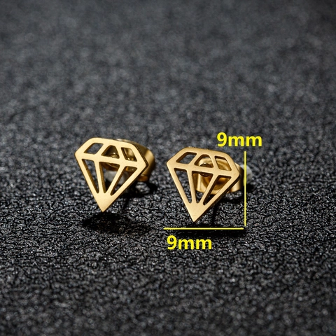 Minimalistische Edelstahl Hohle Diamant Geometrische Ohrstecker 18K Vergoldet Winzige Diamantform Schmuck Für Damen