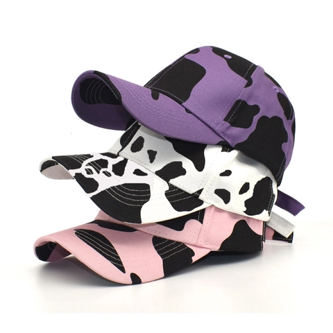 Berretto Da Baseball Cotone Traspirante Protezione Solare Outdoor Viaggio Stampa Mucca Leopardo Scacchi Regolabile Uomo Donna