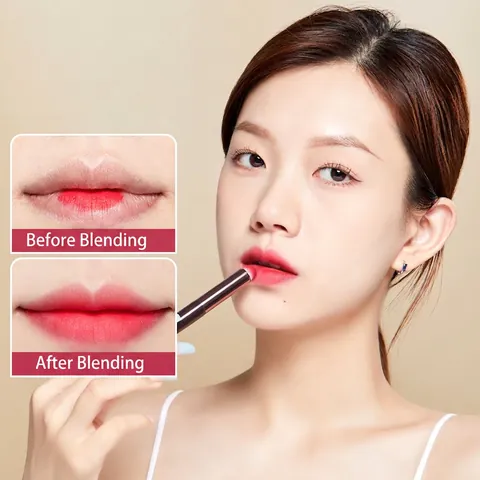 Draagbare Ronde Lipborstel Siliconen Synthetische Vezel Mengen Lippenstift Concealer Make-Up Tool Met Stofkap