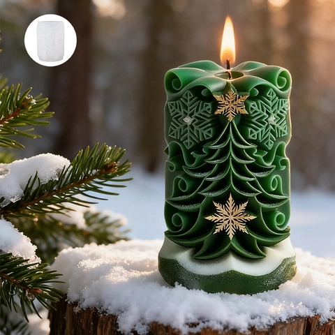 3D Weihnachtsbaum Duftkerze Silikonform DIY Schneeflocke Relief Gips Harz Seife Handwerk Ornament Herstellung Form