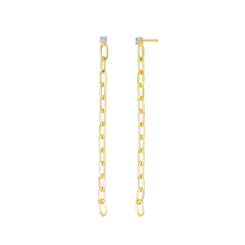 Elegant Copper Zirconia Stud Earrings For Women Personality Tassel Chain Drop Earrings Geometric Jewelry Gold Silver Plated
