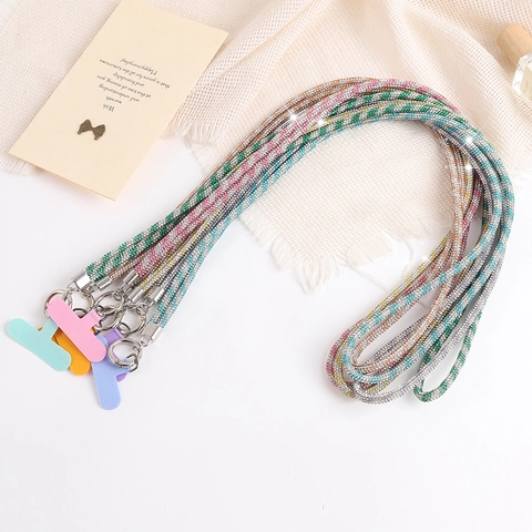 Cordino Per Telefono In Rete Con Strass Catena Incrociata Tracolla Alla Moda Scintillante Accessorio Supporto Da Collo