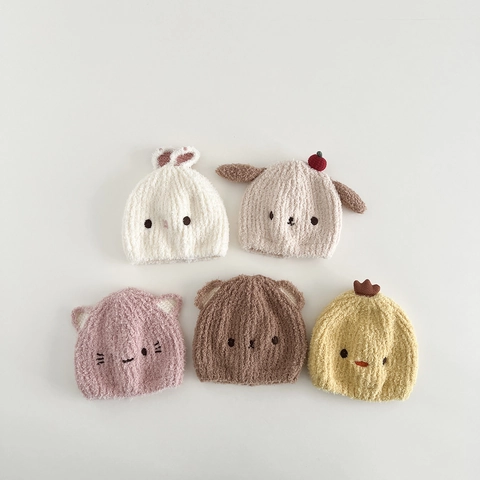 Süße Tierform Baby Warme Plüschmütze Winter Verdickte Winddichte Strickmütze Für Säuglinge Jungen Mädchen Kleinkinder
