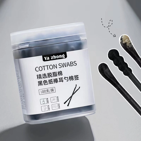 Cotons Tiges Double Face Avec Pointes En Spirale Et Cuillère Coton Absorbant Bâton En Papier Pour Maquillage Et Oreilles