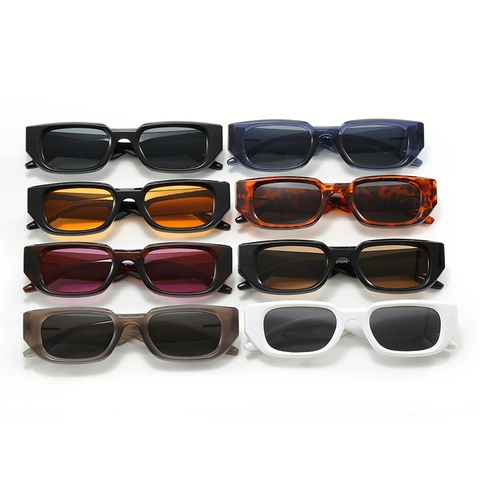 Retro Rectangular Sunglasses UV400 Protection Plastic Frame Small Square Y2K Fashion Eyewear Accessory For Men Women