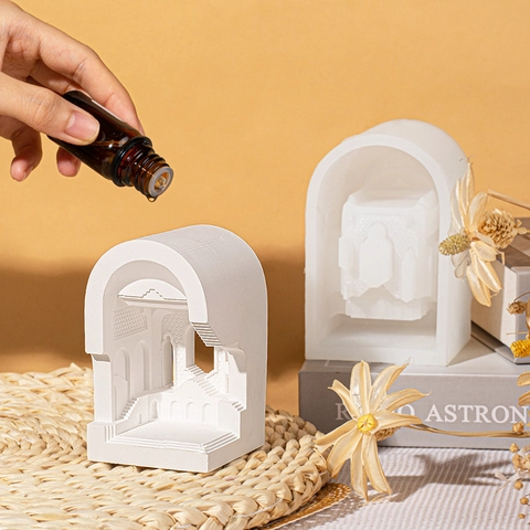 3D Palace Architecture Silicone Mold For Handmade Aromatherapy Plaster Diffuser Stone Candle Making Miniature Home Decor