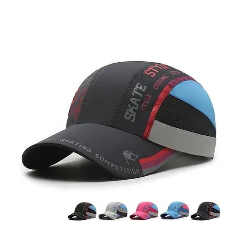 Cappellino Da Baseball In Poliestere Ad Asciugatura Rapida Protezione Solare Sport All'aperto Stile Skate Regolabile Cappello A Rete