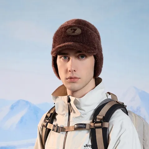 Herren Winter Ohrenschutz Baseballkappe Plüsch Warm Strickmütze Winddicht Outdoor Radfahren Kälteschutz Schirmmütze Kunstfell