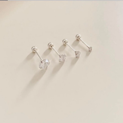 Zirkonia Stecker Ohrringe 925 Sterling Silber Rund Schraubverschluss Knorpel Piercing Minimalistischer Schmuck Damen