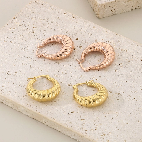 Croissant Creolen Für Damen Edelstahl Gedreht Oval Hohl Französisch Retro Minimalistisch Elegant Schmuck Geschenk