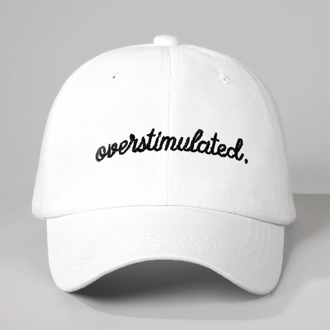 Overstimulated Geborduurde Honkbalpet Retro Gewassen Polyester Dad Hat Verstelbaar Zonbescherming Esthetische Streetwear