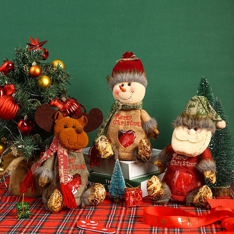Sacchetti Regalo Di Natale Sacchetto Caramelle Feltro Maglia Coulisse Palmare Babbo Natale Pupazzo Di Neve Renna Motivo