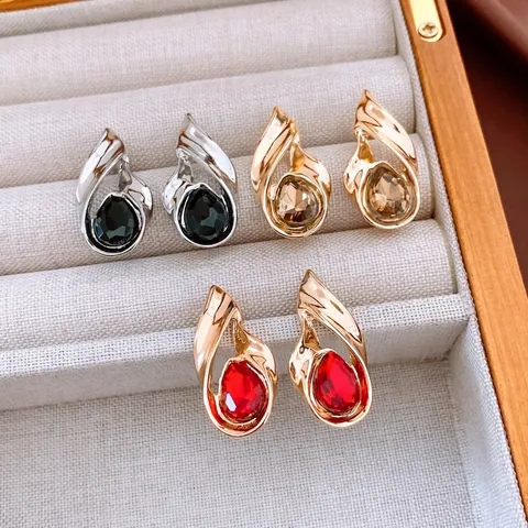 Orecchini Vintage Goccia D'acqua Lega Cristallo Goccia Perno Con Perno In Argento Sterling 925 Gioielli Retro Lusso Donna