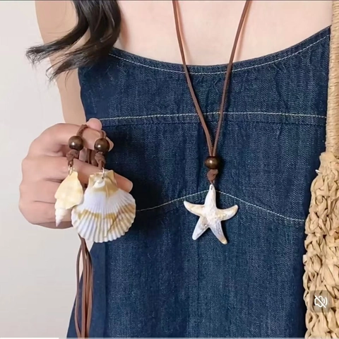 Collar Largo Con Colgante Cordón De Cera Cuentas De Madera Aleación Estilo Étnico Retro Bohemio Joyas Para Mujer Hecho A Mano