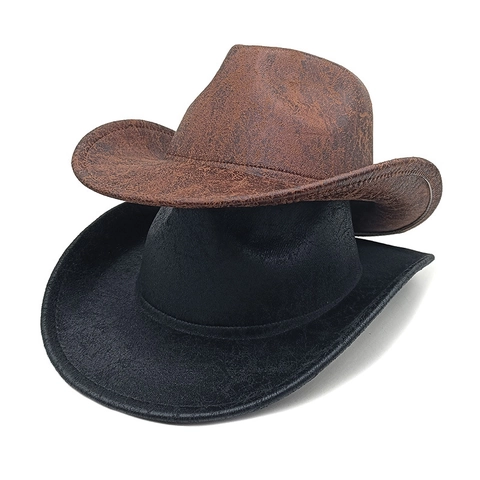 Cappello Cowboy Western Vintage Trama Scamosciata Tesa Larga Protezione Solare Jazz Fedora Per Uomini Donne