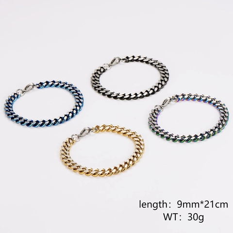 Cuban Link Chain Bracelet 304 Stainless Steel Matte Polished Hip Hop Streetwear Minimalist Jewelry For Men Women