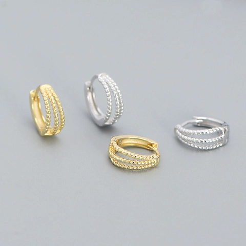 925 Sterling Silber Huggie Hoop Ohrringe Mehrlagig Twist Minimalistisch Elegant Schmuck Für Frauen Poliert