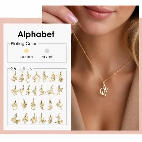 Stainless Steel Heart Initial Letter Pendant Necklace For Women Gold Silver Plated Rhinestone Alphabet A-Z Necklace Jewelry Gift