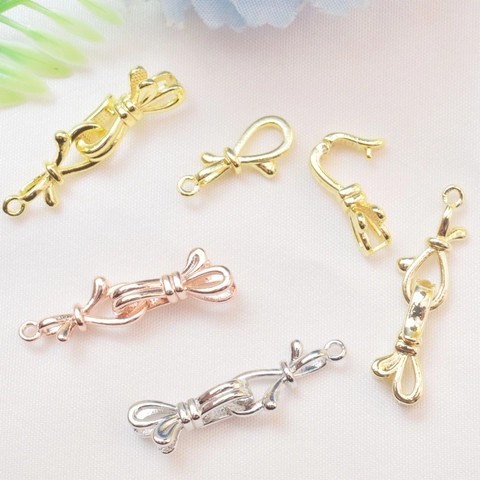 Strik Verbindingssluiting Gesp Verguld Koper Voor DIY Sieraden Maken Ketting Armband Sluiting Connector Elegant