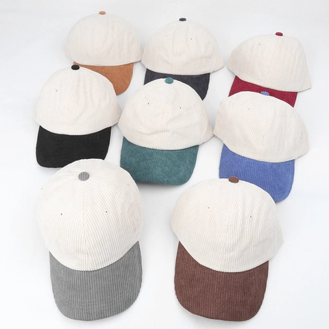 Baseball Cap Corduroy Patchwork Kontrastfarbe Verstellbar Lässig Vintage Mütze Für Herren Damen Herbst Winter