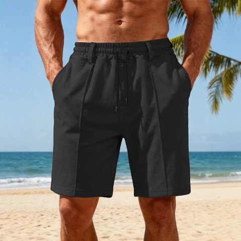 Herren Casual Shorts Ananas Gitter Waffel Textur Kordelzug Elastische Taille Atmungsaktiv Sommer Strand Sport Gerade