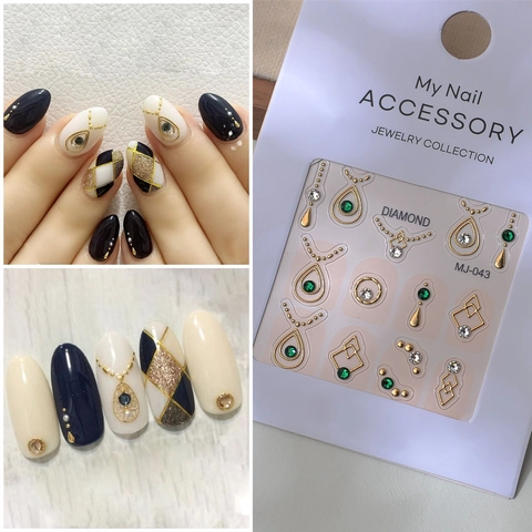 Nail Art Stickers 3D Relief Rhinestone Artificial Pearl Gold Silver Bronzing Manicure Decoration DIY Decals Luxury Style For Women