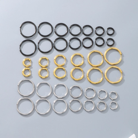 Minimalist Hoop Earrings Stainless Steel Geometric Round Plain Circle Ear Buckle High End Fashion Jewelry For Women