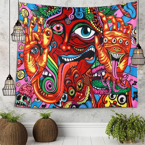 Arazzo Psichedelico Poliestere Arte Astratta Appeso A Parete Casa Stanza Trippy Hippie Boho Sfondo Decorativo