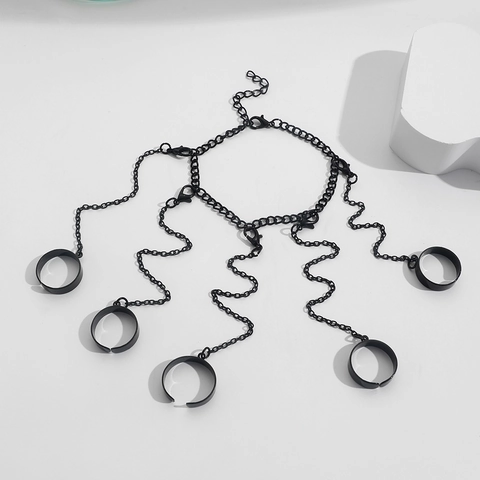 Handkette Armband Mit Mehreren Ringen Verbunden Legierung Metall Punk Gothic Stil Mode Schmuck Für Damen Herren