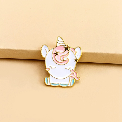 Lindo Broche de Esmalte de Unicornio de Dibujos Animados Pin Aleación Chapada en Oro Insignia de Animal para Mujer Niños Ropa Accesorios