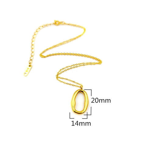 Collana Pendente Ovale Geometrico Minimalista Acciaio Inossidabile Placcato Oro Gioielli Moda Accessorio Donna