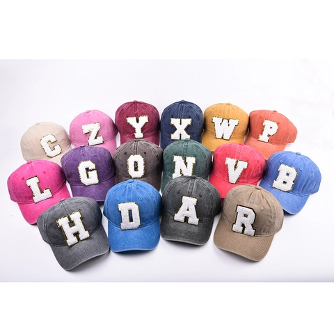 Casquette De Baseball En Coton Lavé Vintage Style Rétro Distressed Chapeau Soleil Réglable Extérieur Alphabet Patch Souple