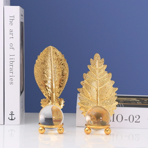 Ornement Boule De Cristal En Feuille De Métal Doré Luxe Nordique Décoration De Maison Figurine De Bureau Pour Étude Entrée