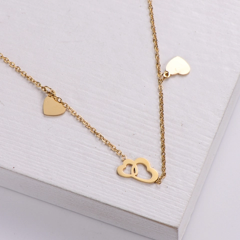 Heart Pendant Necklace Gold Plated 316L Stainless Steel Multi Heart Charms Minimalist Jewelry For Women