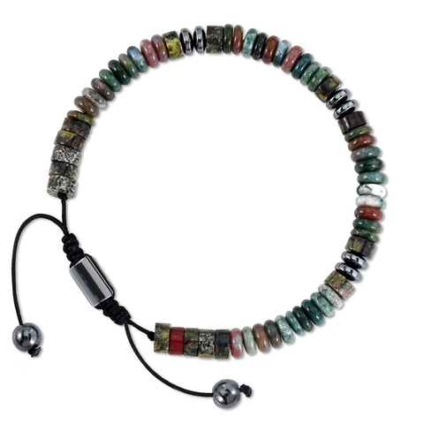 Men Beaded Bracelet Natural Agate Tiger Eye Stone Hand Woven Adjustable Rope Wristband Bohemian Vintage Style Jewelry