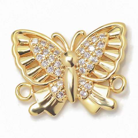 Vlinder Sieraden Connectoren Hangers Koper 18K Verguld Zirkonia Emaille Voor DIY Ketting Armband Maken Benodigdheden