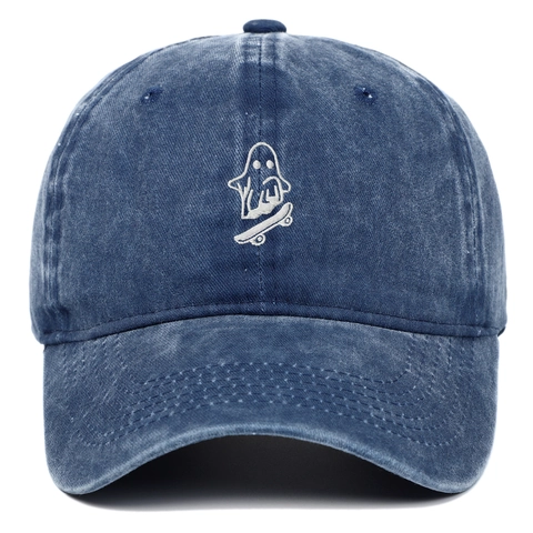 Baseball Cap Washed Cotton Ghost Skateboard Embroidery Vintage Retro Adjustable Sun Hat Outdoor Unisex Sporty