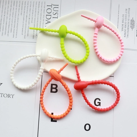 Reusable Silicone Cable Ties Adjustable Wire Management Straps Multi Functional Desktop Organizer Colorful Flexible Straps