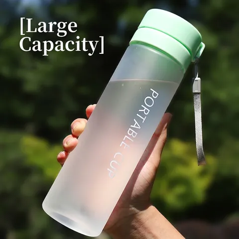 Portable Water Bottle Frosted Plastic Leakproof Sports Cup With Tea Infuser And Carrying Strap Outdoor Drinkware
