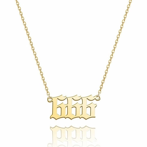 Collier Pendentif Numéro Ange Gothique Acier Inoxydable Plaqué Or Bijoux Hip Hop Style Rétro