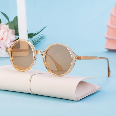 Gafas De Sol Redondas Retro Para Mujer Vintage Montura PC Protección UV400 Moda Viaje Al Aire Libre