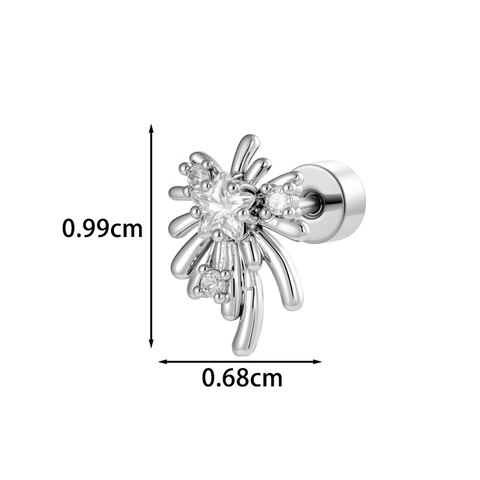 Vuurwerk Kraakbeen Stud Titanium Staal Koper Zirconia Piercing Sieraden Platte Achterkant Schroef Oorbeennagel
