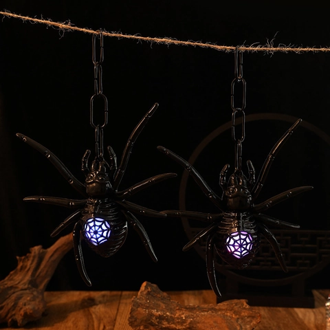 Halloween LED Leuchtende Spinne Hängende Dekoration Gruselige Kunststoff Realistische Web Ornamente Party Requisite
