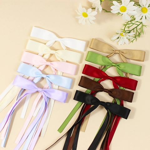 Schleife Haarspange Satin Langem Band Streamer Süß Prinzessin Stil Haarnadeln Für Frauen Mädchen Handgemachte Accessoires