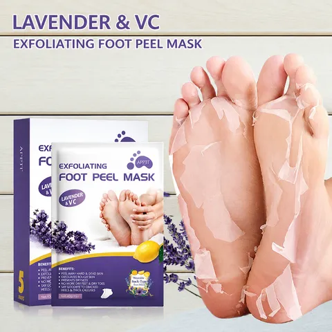 Mascarilla Exfoliante para Pies con Lavanda y Vitamina C para Eliminar Piel Muerta y Callos Suaviza los Talones Tratamiento Hidratante para Cuidado en Casa